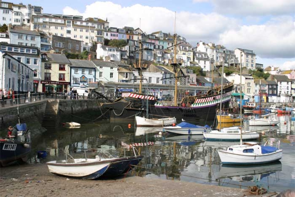Brixham Harbour, Devon, from where Sir Francis Drake voyaged in The Golden Hind.