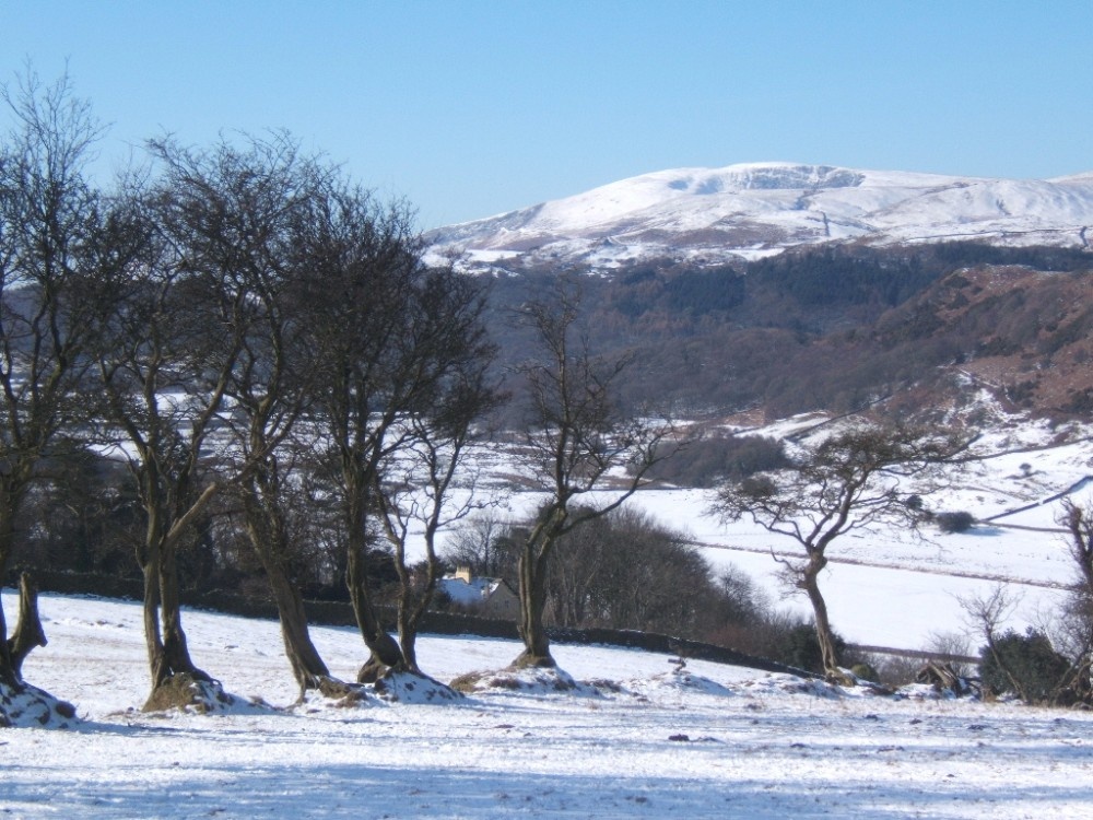 Photograph of Winter view of Black Combe from the lane near Broughton Mills, Cumbria.