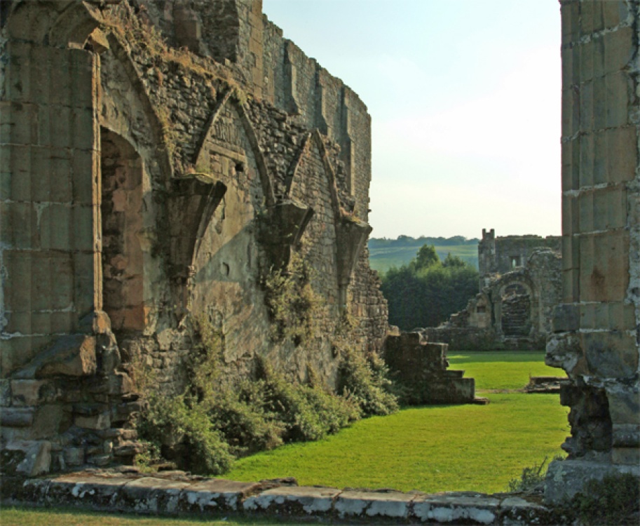 Easby Abbey, Richmond, Yorkshire Arches in afternoon cross-light photo by William Owens
