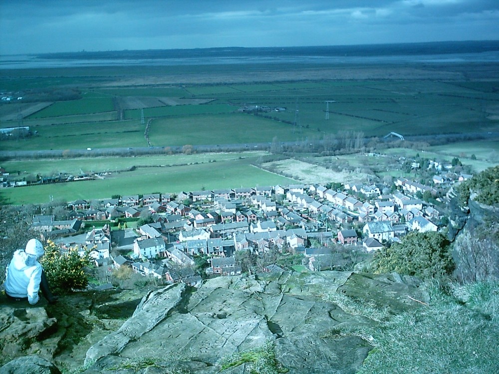 Photograph of Town of Helsby from atop of Helsby Hill, Cheshire U.K.