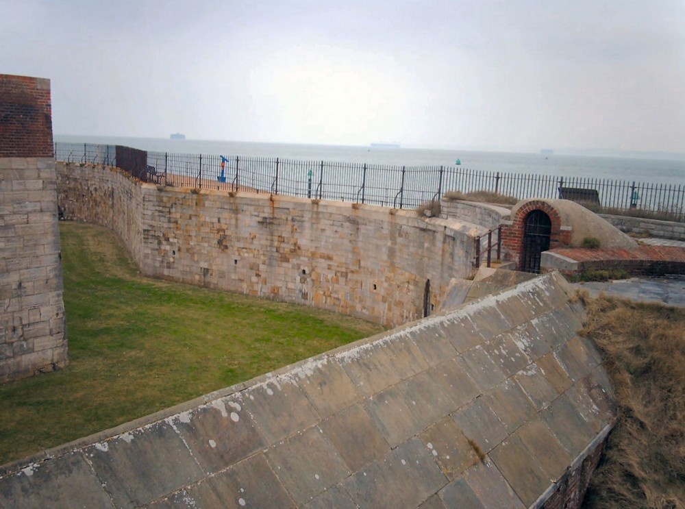 The now empty moat surrounding Southsea Castle.  Taken 16th March 2006.