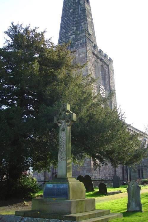 The War Memorial and Parish Church at Breadsall, Derbyshire.