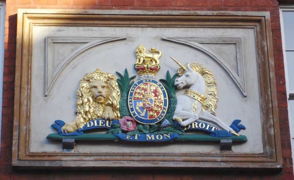 The Georgian Royal Arms on the old Shire Hall, St Marys Gate, Derby