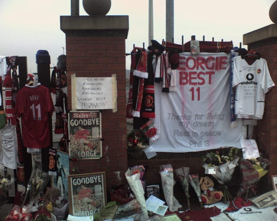 Tribute to footballing legend George Best at Old Trafford, Manchester. photo by Kieran Clarke