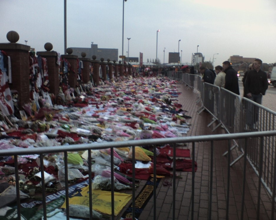 Tribute to footballing legend George Best at Old Trafford, Manchester. photo by Kieran Clarke