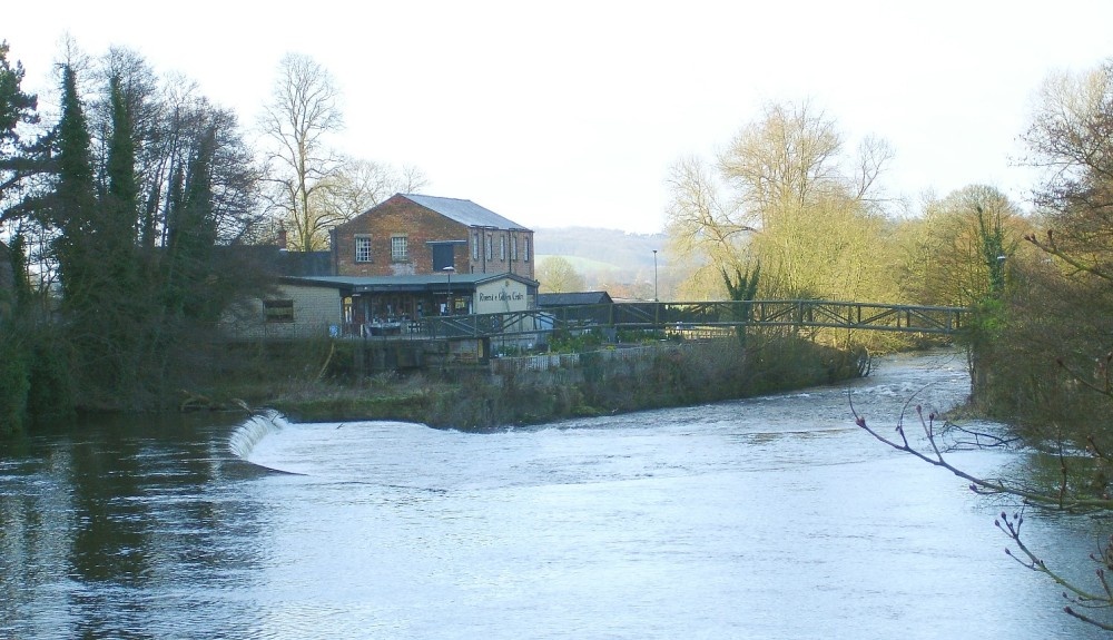 A weir on the River Derwent at Milford, Derbyshire