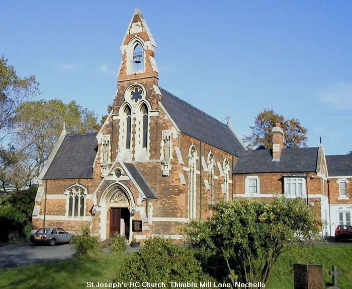 A picture of St Joseph's Roman Catholic Church in Thimblemill Lane, Nechells, Birmingham