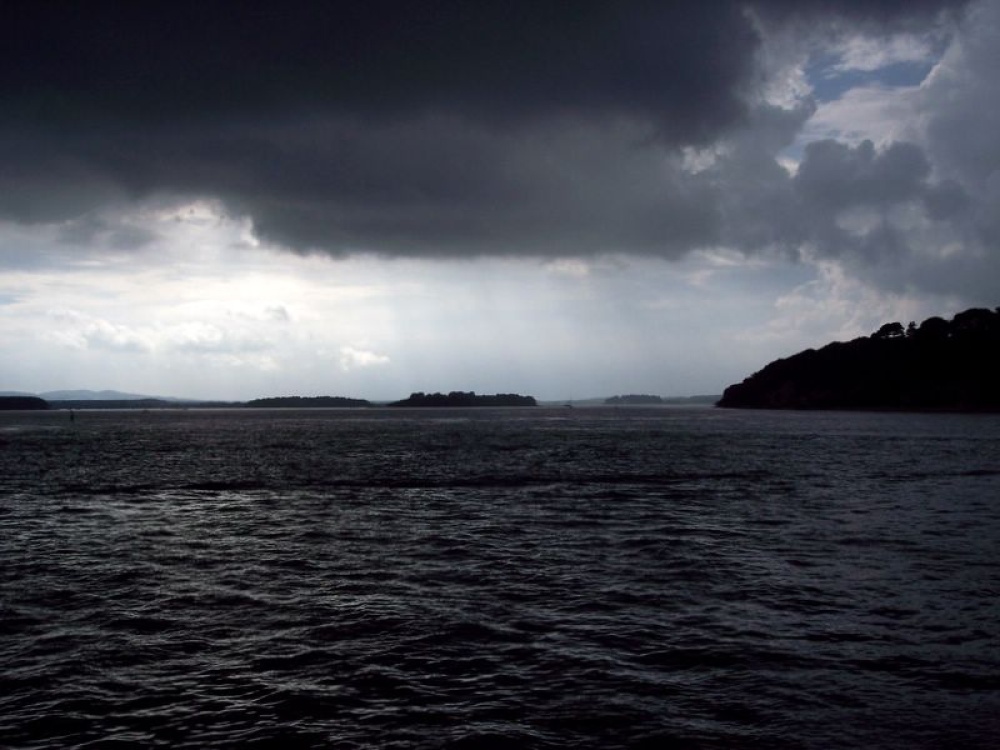 A stormy afternoon approaching Brownsea Island, Dorset