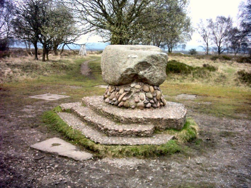 Glacial boulder and trig point on Cannock Chase, Staffordshire
