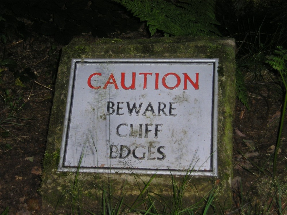 Photograph of Safety sign along trail on Helsby Hill.
