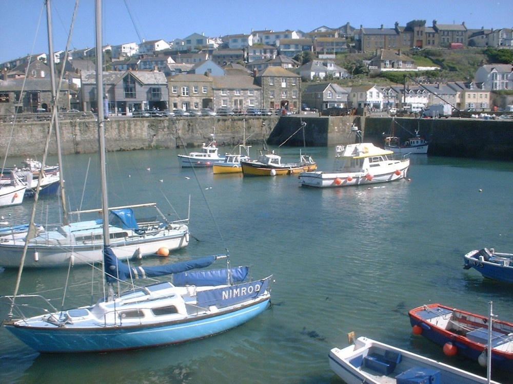 Porthleven Harbour on a sunny day