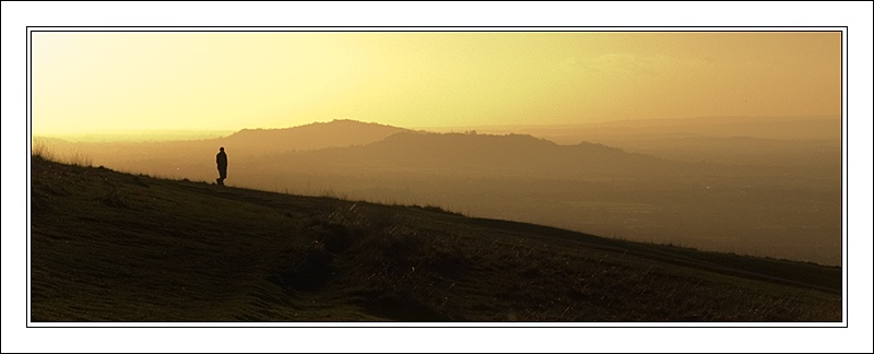 Photograph of Walker on top of Cleeve Hill, Gloucestershire