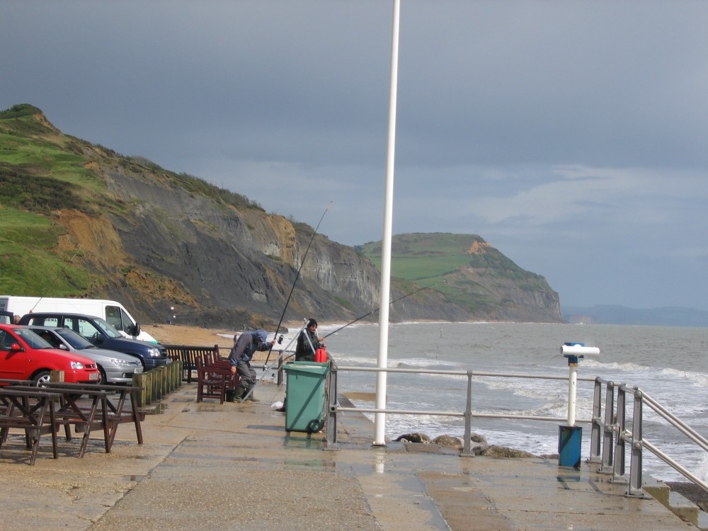 Sea fishing at Charmouth, Dorset