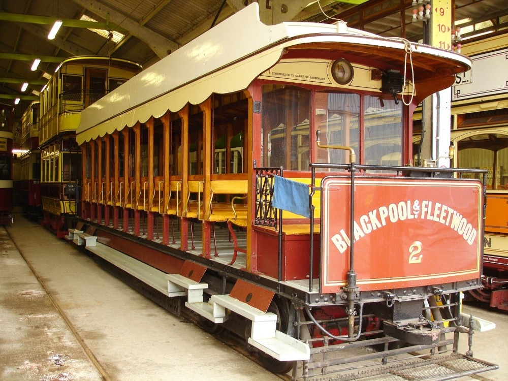 A very early Blackpool tram at Crich Tramway Village, Derbyshire