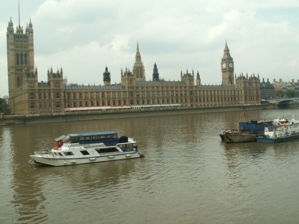Big Ben and Houses of Parliament looking from south side of Thames, Greater London