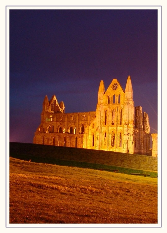 The Whitby Abbey at night. Whitby, North Yorkshire