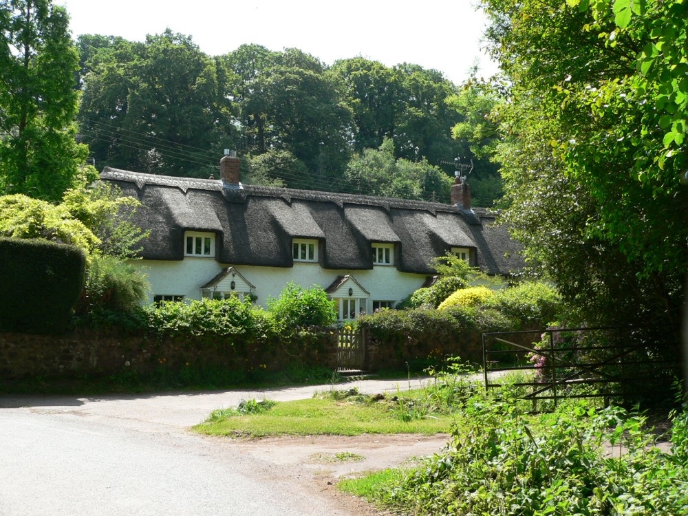 Photograph of Thatched houses in the village of Holford on the edge of the Quantock hills, Somerset