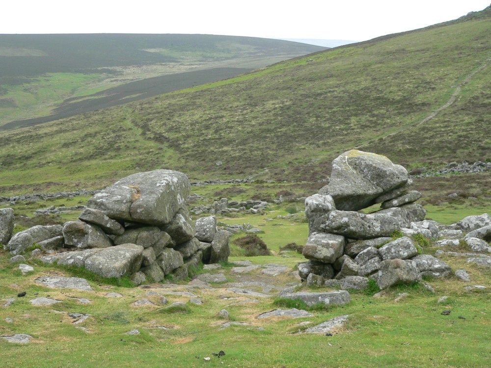 Gateway at Grimspound Bronze-Age village on Dartmoor photo by Pat Trout