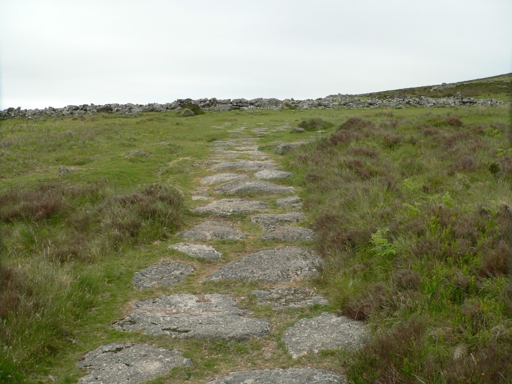 Ancient path leading to Grimspound Bronze Age village on Dartmoor photo by Pat Trout