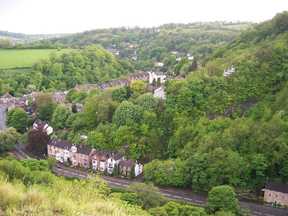 Cable car at Matlock Bath, viewed from High Tor
