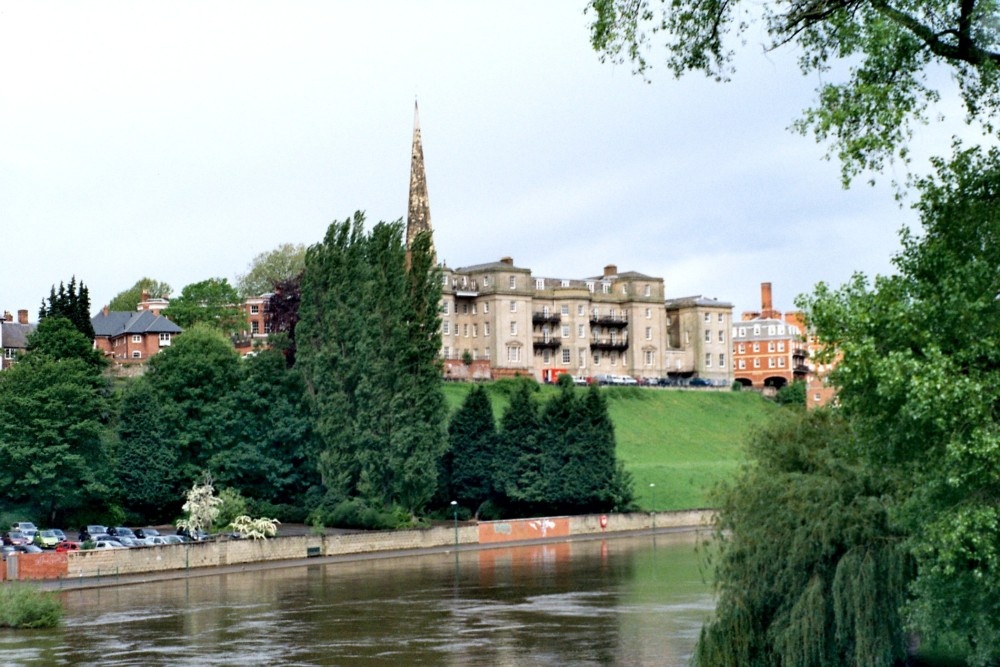 Shrewsbury - panorama with River Severn, view from English Bridge