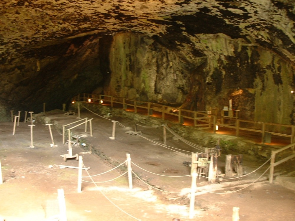 Inside the entrance to Peak Cavern Cave, in Castleton, Derbyshire