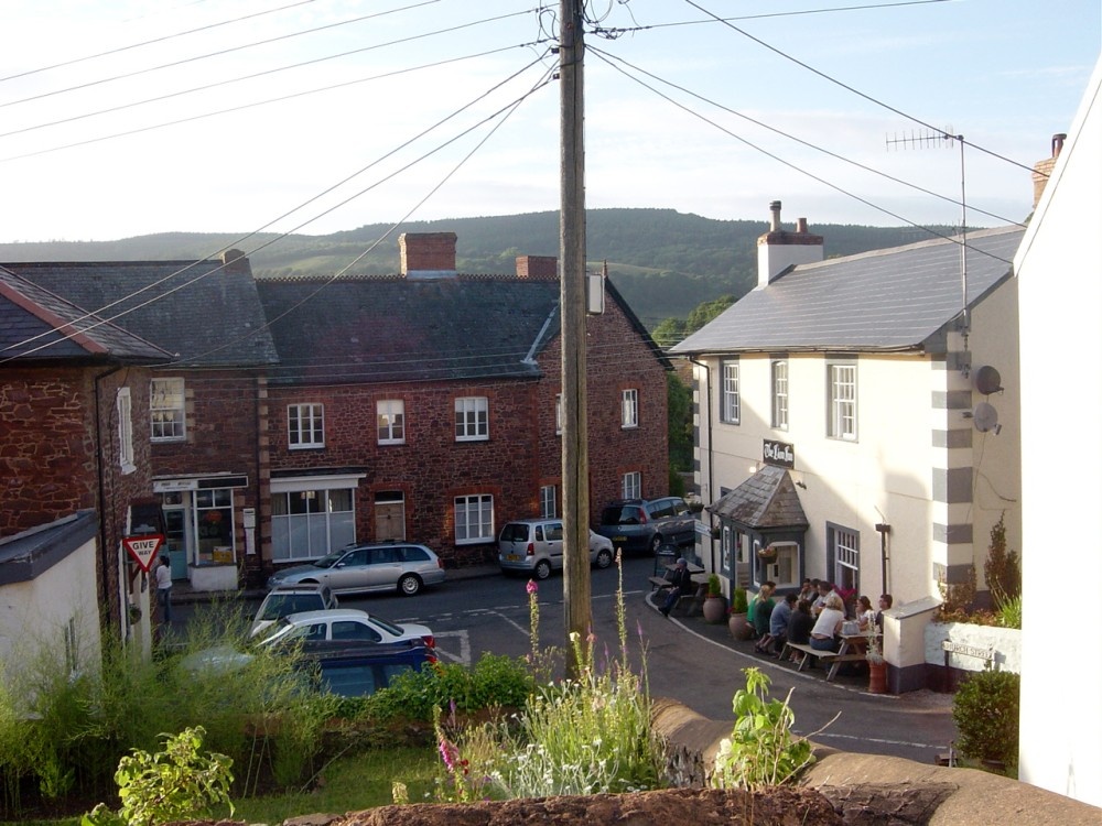 View from the church towards The Lion Inn in Timberscombe, Somerset (June 22nd 2006)