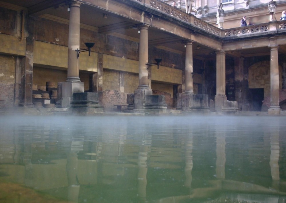 Steam rising from the roman bath