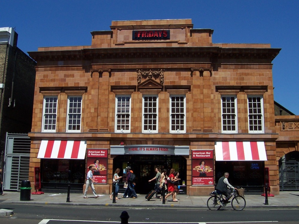 The Old Fulham Broadway Station Entrance, now called Friday`s (Bar)