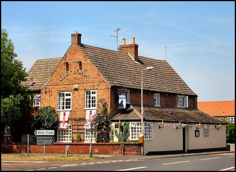 The Grey Horse pub, one of three pubs in the village of Collingham, Nottinghamshire.
