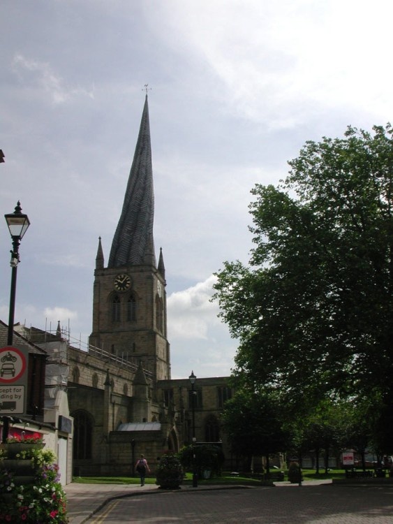 The crooked spire in Chesterfield, Derbyshire.