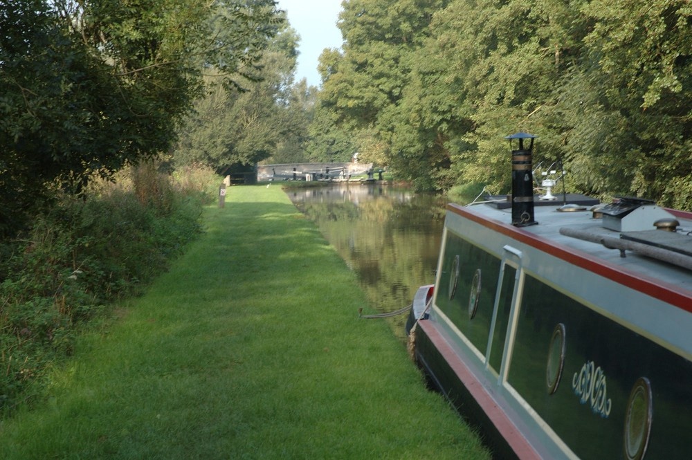 Photograph of Shropshire Union Canal just after Bunbury Locks looking
towards Chester