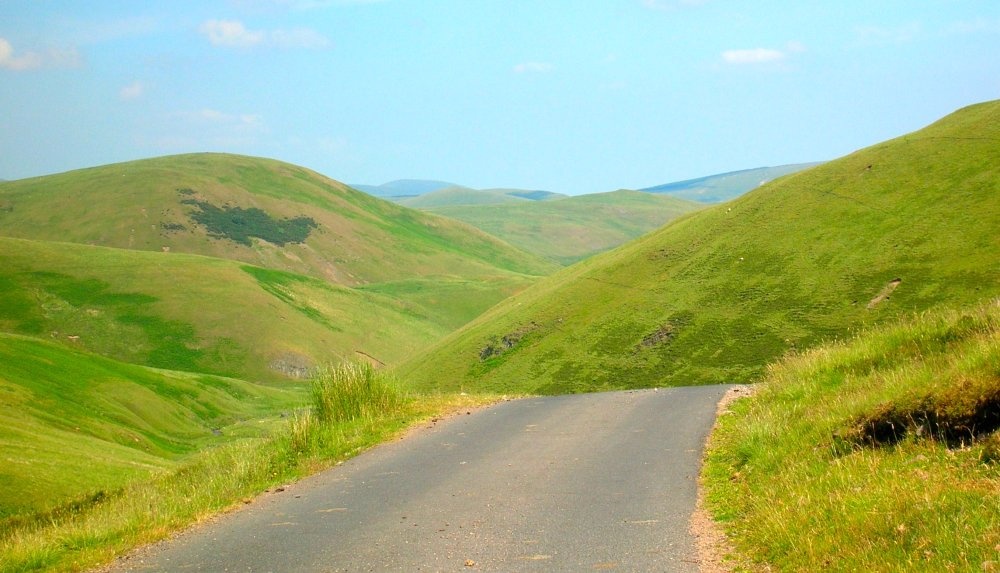 Driving in the Cheviot Hills, Upper Coquetdale, Northumberland.