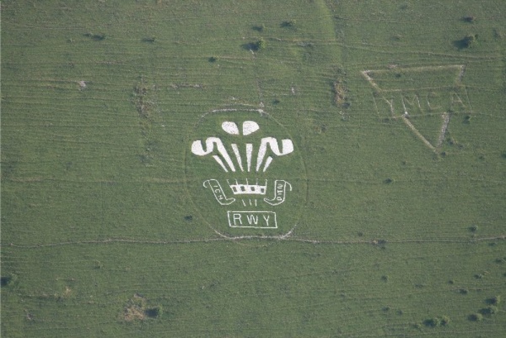 Fovant Badges in Wiltshire. Taken from the air in July 2006 photo by James Chetwode