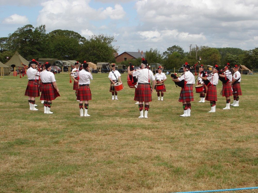 Photograph of A WW2 Event at Rawcliffe Hall, Out Rawcliffe, Lancashire.,(The City Of Preston Pipe Band),.