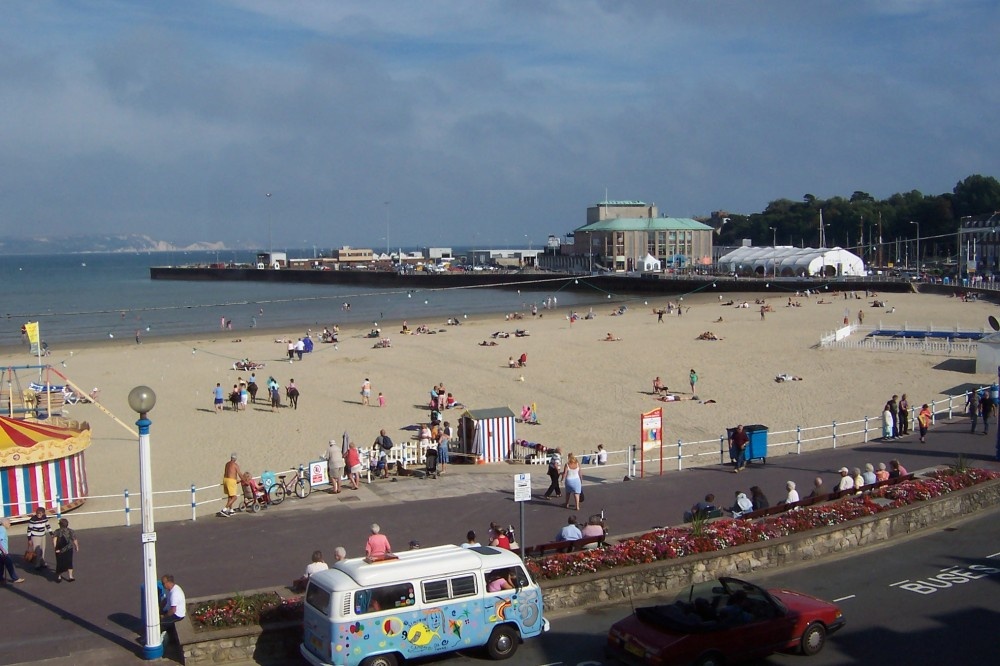 Weymouth beach taken fron Hotel window Aug 2005