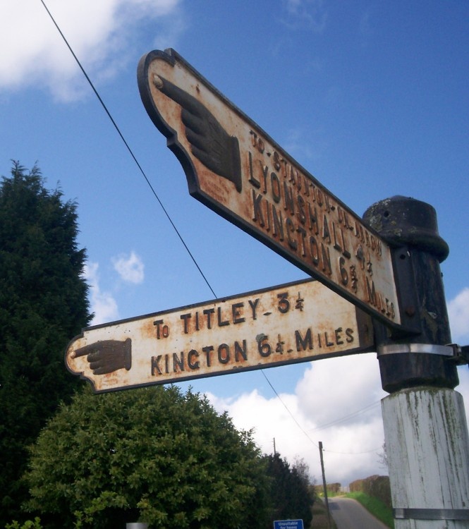 Fingerpost at Stockley Cross, near Staunton on Arrow, North Herefordshire