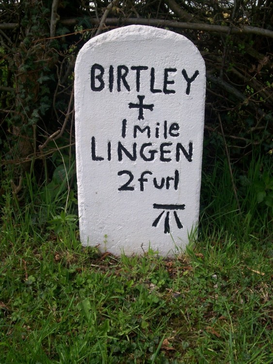 Modern milestone at Lingen, Herefordshire