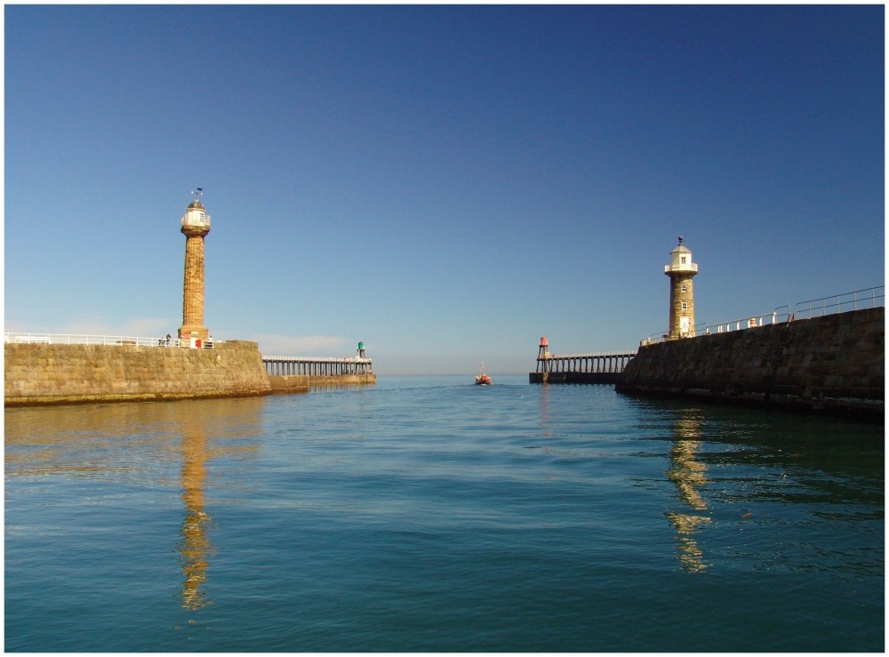 Heading out to Sea from the river Esk in Whitby, North Yorkshire.