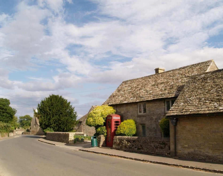 The unspoilt village of Great Barrington, Gloucestershire.