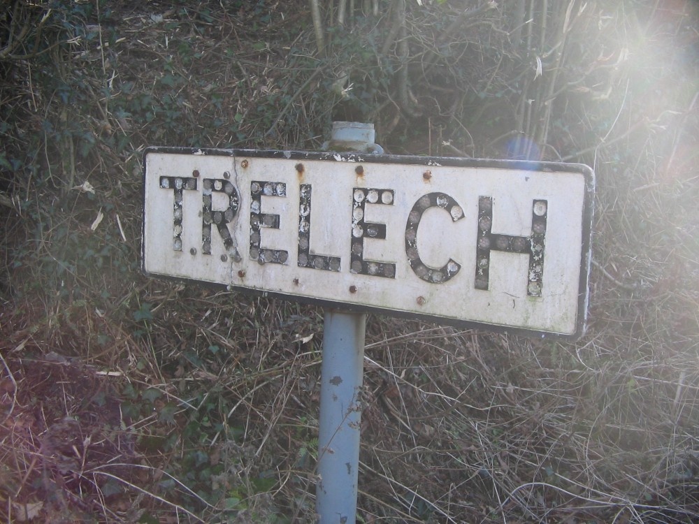 Studded village sign at Trelech, Monmouthshire