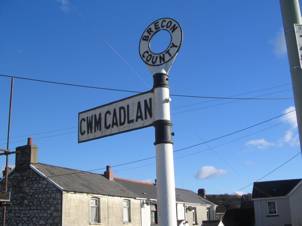 Cast-iron sign at Penderyn, Rhonnda Cynon Taf