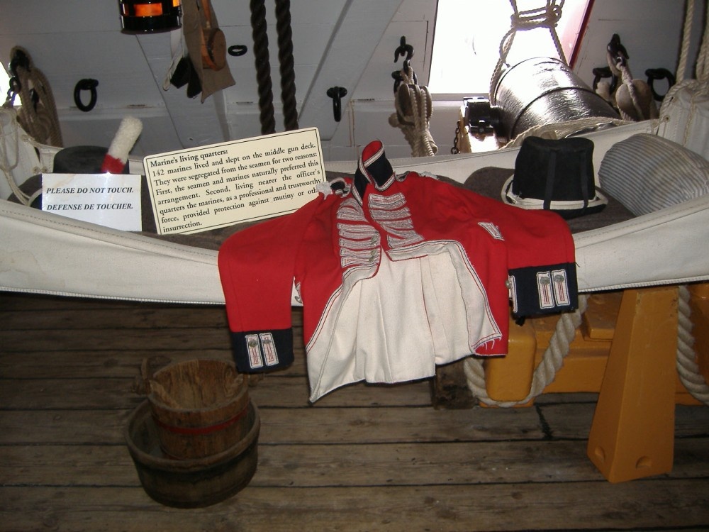 A marines living quarters on the gun deck of HMS Victory, Portsmouth