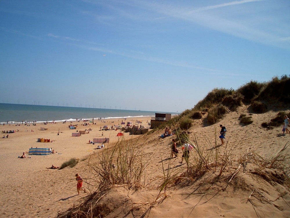 The Beach at Hemsby, Norfolk. Taken from the top of the dune, next to the car park entrance