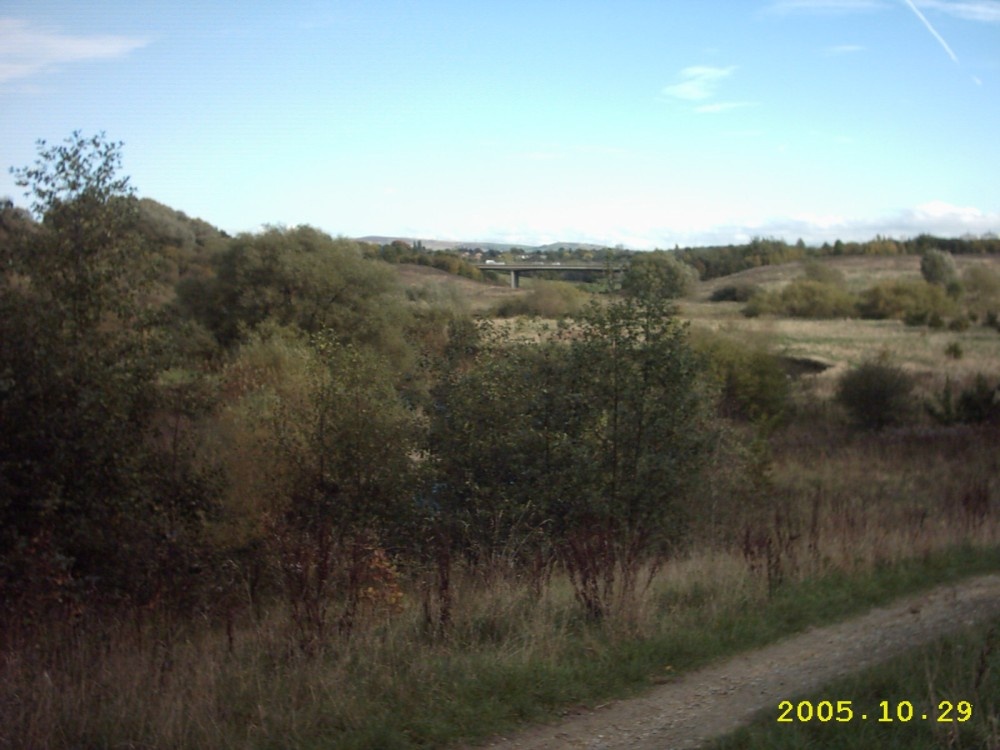 The M60 crossing Reddish Vale Stockport. Looking East  towards the Pennines