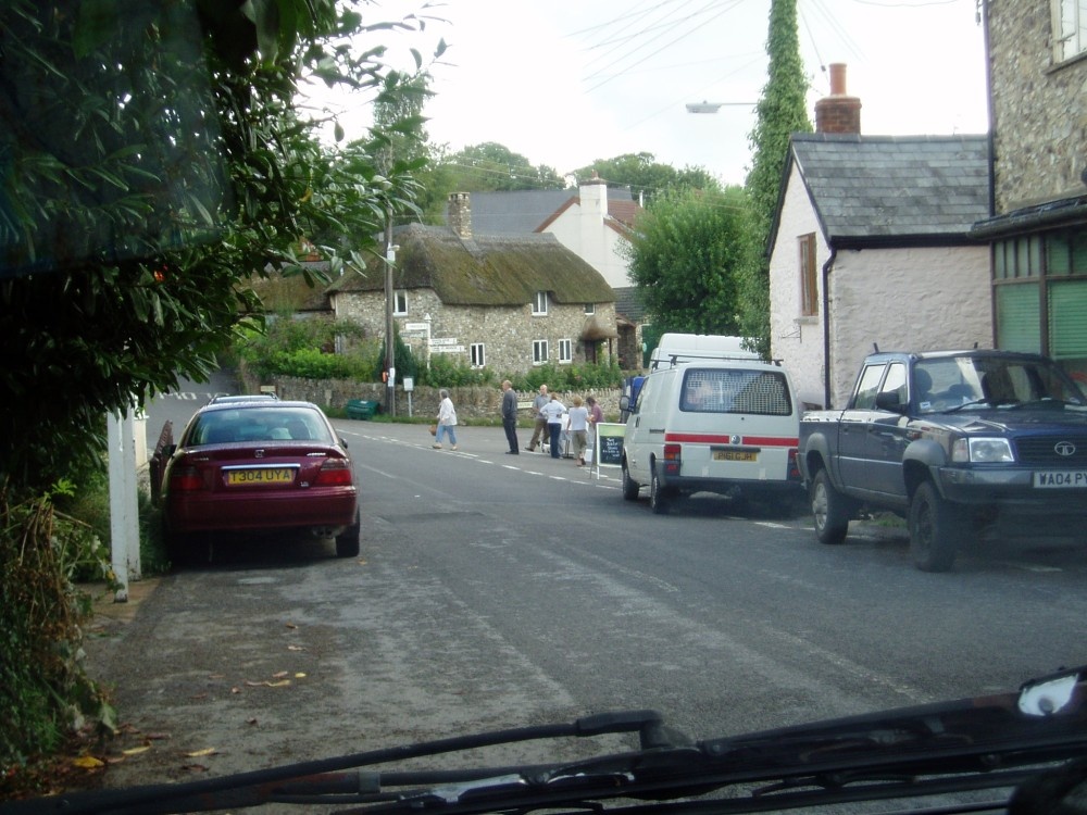 Saturday morning, selling meat outside the pub in Churchingford, Somerset