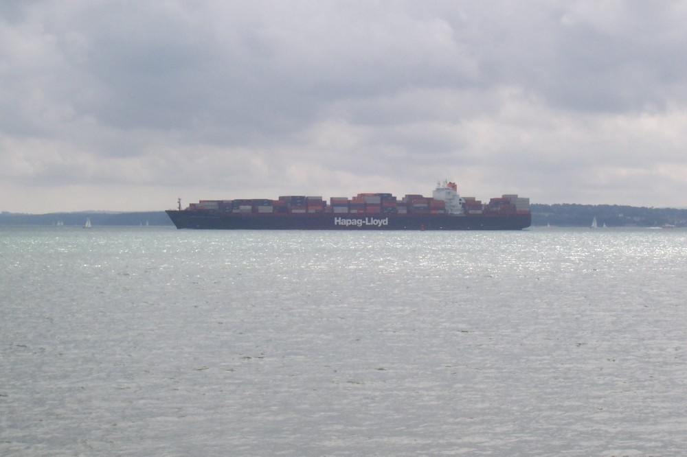 Container Ship Bound For Southampton, passing Calshot