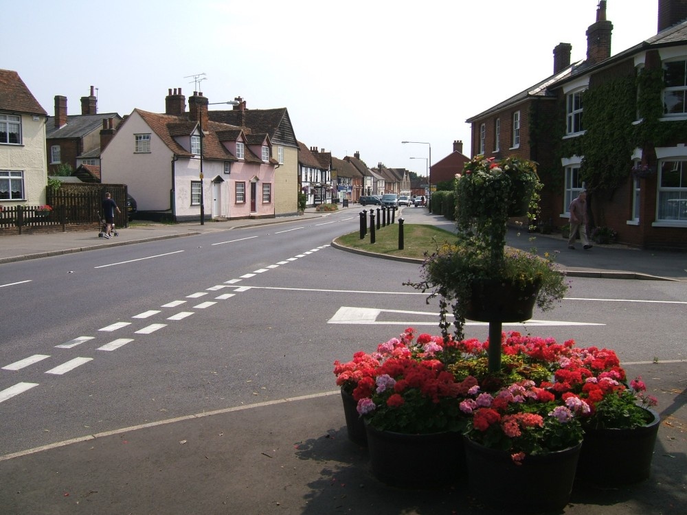 Photograph of Earls Colne, Essex.  High Street viewed from the corner of Massingham Drive