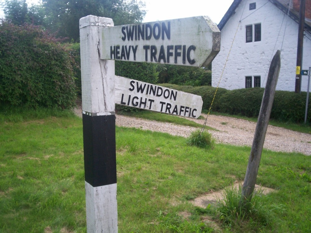 Drivers can take their choice of route on reaching Hinton Parva in the borough of Swindon