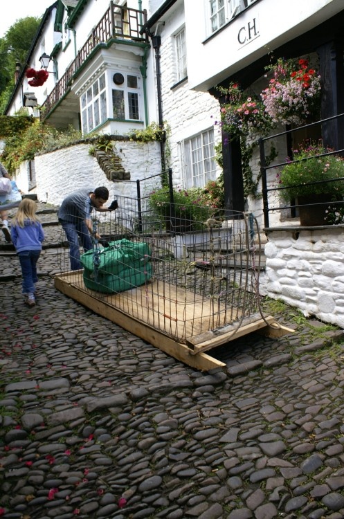 This is how people have to get goods and furniture into Clovelly, Devon. July 2006
